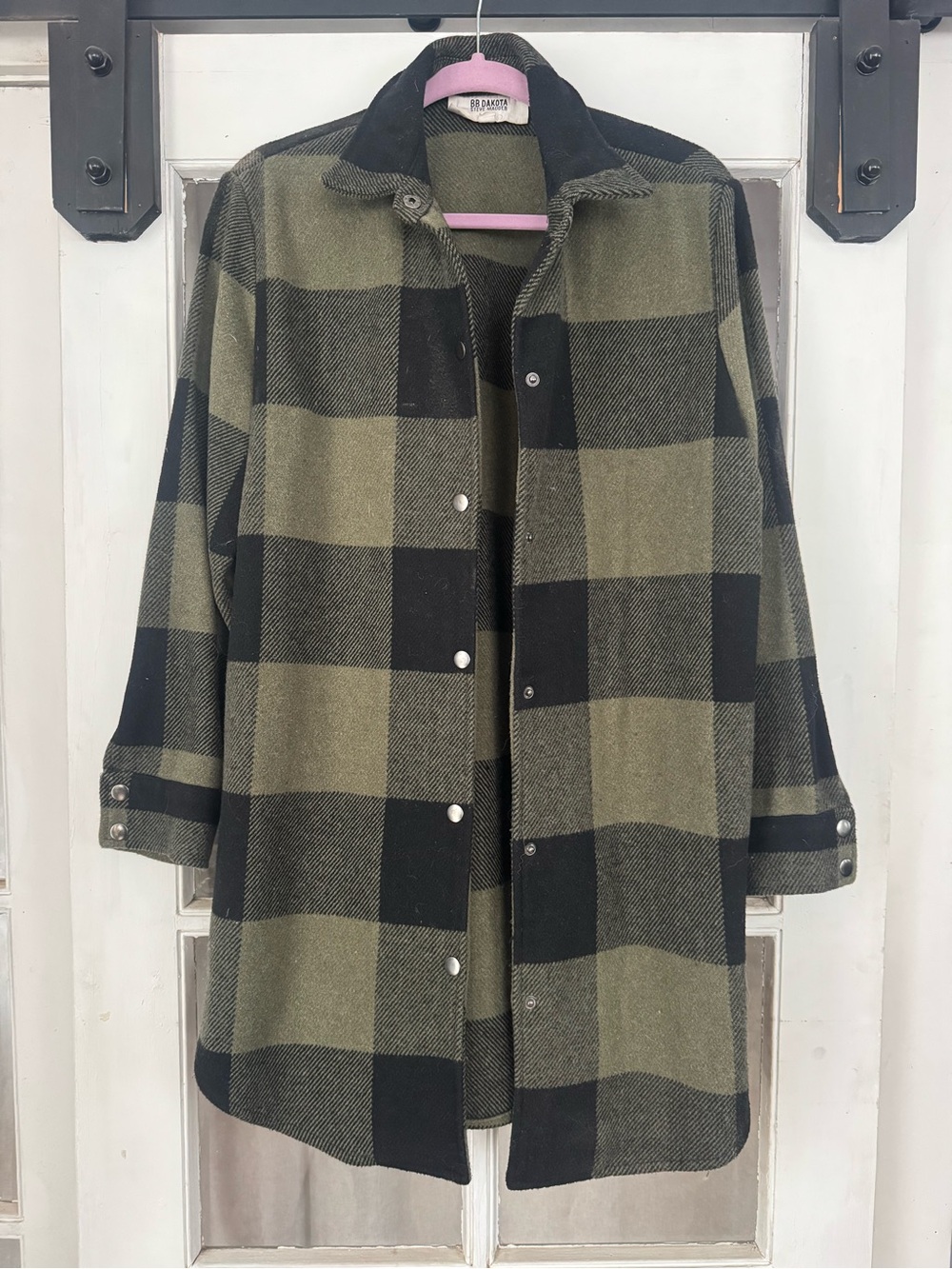 BB Dakota by Steve Madden Olive & Black Plaid Utility Shacket
